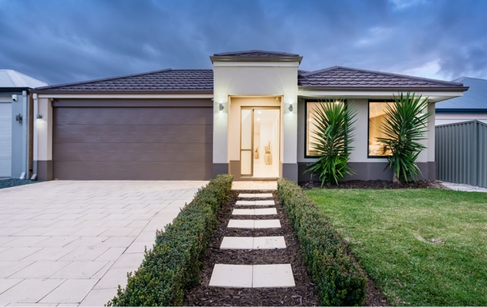 Beautiful shot of house exterior sunset